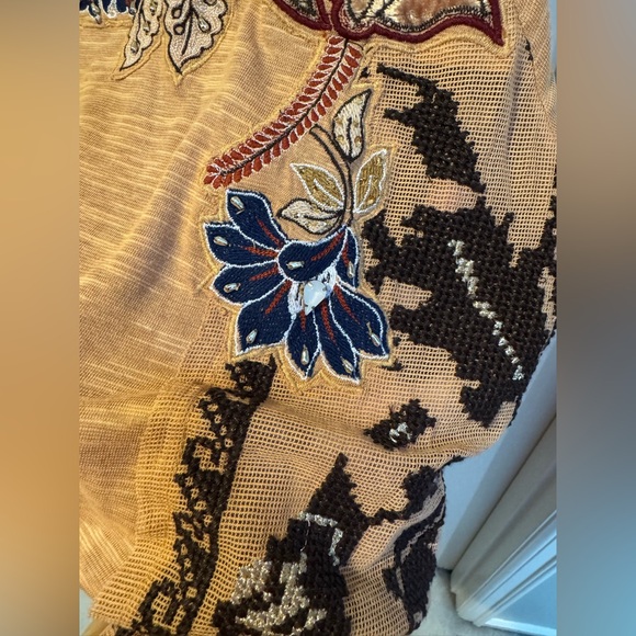 NWOT Free People Tall Tales Embellished Boho Long Sleeve Tunic Top - Picture 6 of 10